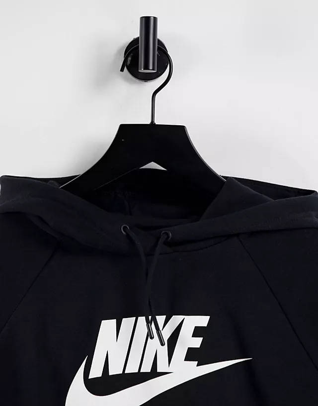 nike swoosh crop hoodie in black