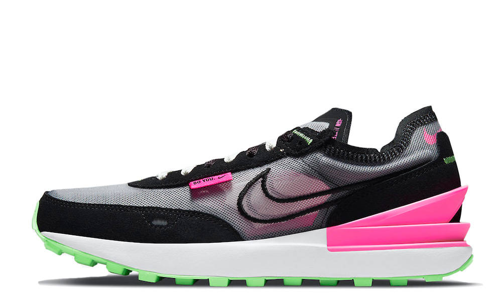 pink and green nike waffle