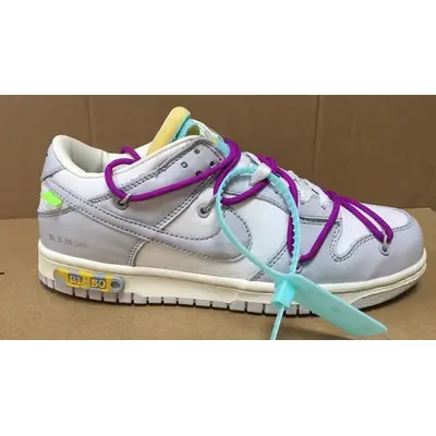 Off-White x Nike Dunk Low White Grey Lot 21 Side