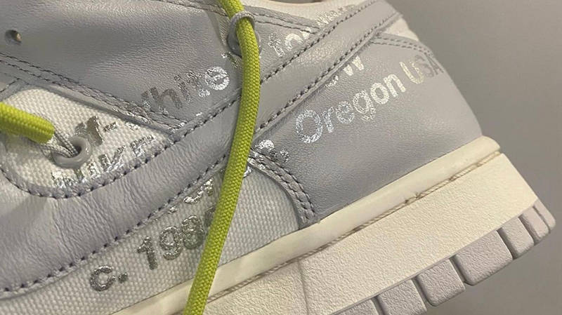 Off-White x Nike Dunk Low White Grey Lot 8 Detail 2