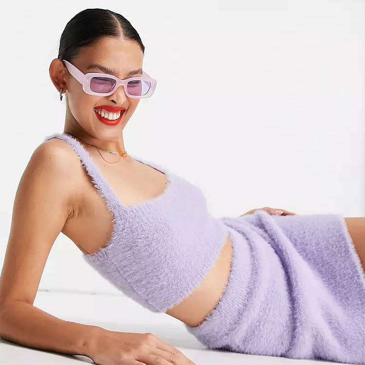 Reclaimed Vintage Inspired The Fluffy Knit Co-Ord Bralet
