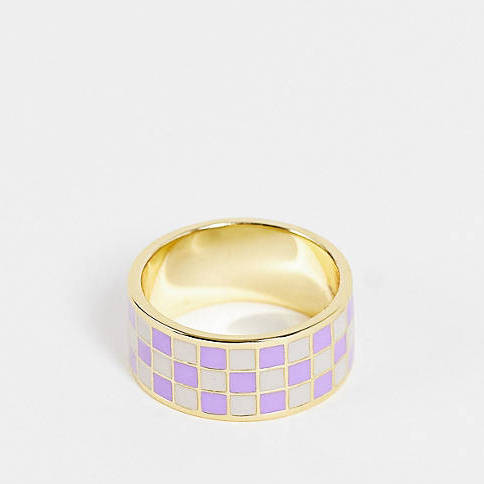 Serge Denimes Mosaic 14kt Gold Plated Sterling Silver 925 Enamel Band Ring