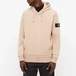 Stone Island Logo-Appliqued Cotton-Jersey Hoodie Antique Rose Front