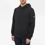 Stone Island Logo-Appliqued Cotton-Jersey Hoodie Black Front