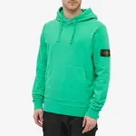 Stone Island Logo-Appliqued Cotton-Jersey Hoodie Bright Green Front