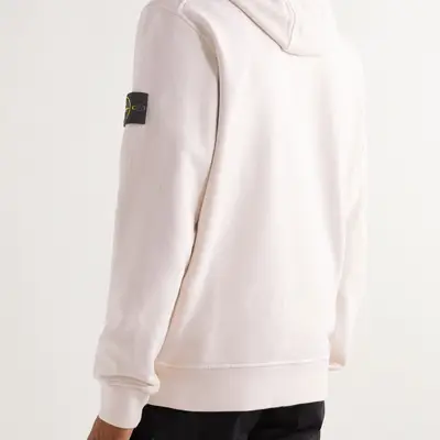 Stone Island Logo-Appliqued Cotton-Jersey Hoodie Pink Back