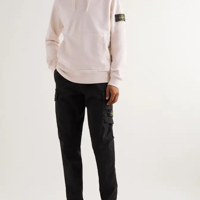 Stone Island Logo-Appliqued Cotton-Jersey Hoodie Pink Full