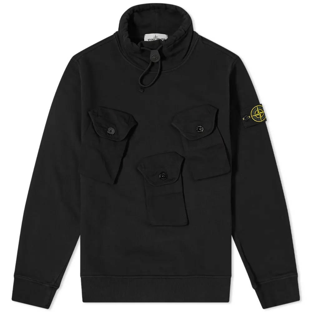 Stone Island Multi Pocket Detail Mock Neck Sweatshirt