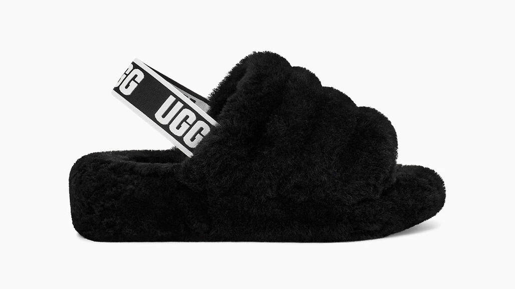 UGG Fluff Yeah Logo Slide Black