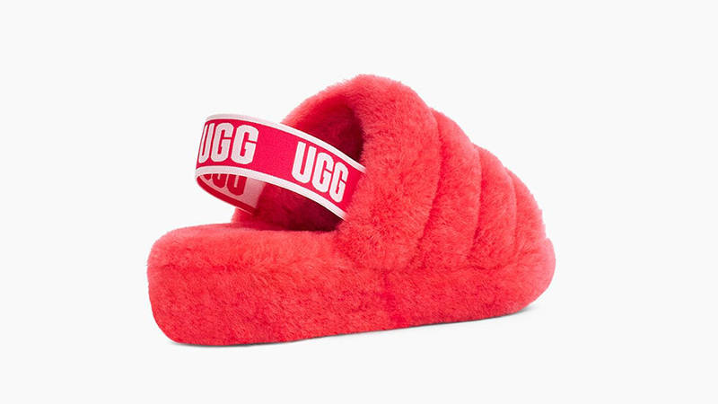 UGG Fluff Yeah Logo Slide Hibiscus Pink