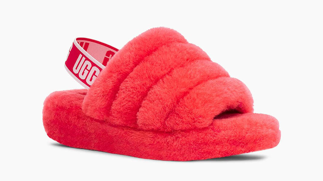 UGG Fluff Yeah Logo Slide Hibiscus Pink