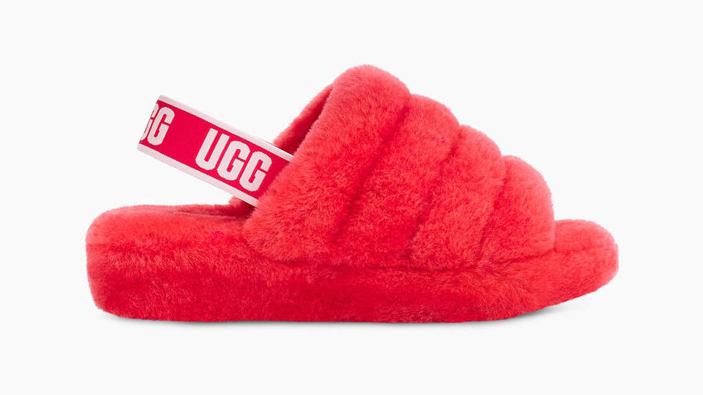 UGG Fluff Yeah Logo Slide Hibiscus Pink