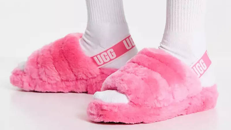 Pink ugg best sale fluff yeah slide