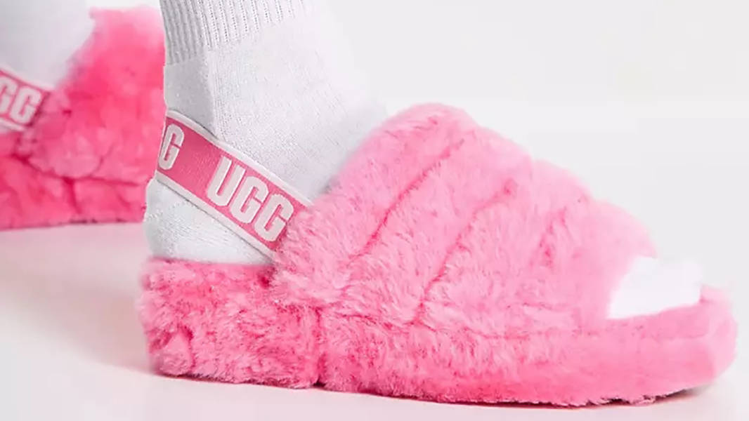 Pink fuzzy uggs best sale