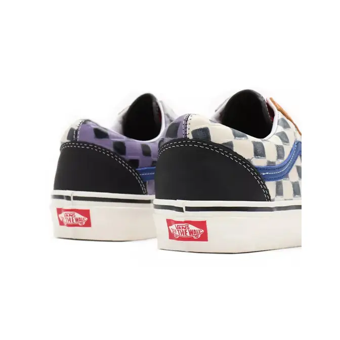 Navy blue checkered flame 2024 vans