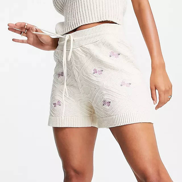 Vero Moda Floral Embroidered Knitted Shorts