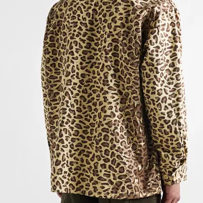 WTAPS Jungle Logo-Embroidered Cotton-Twill Jacket Leopard Print Back