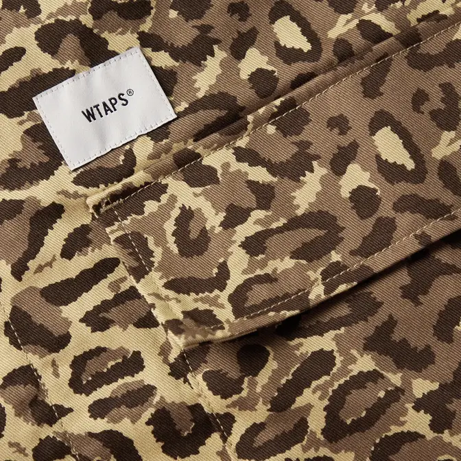 WTAPS Jungle Logo-Embroidered Cotton-Twill Jacket Leopard Print Detail