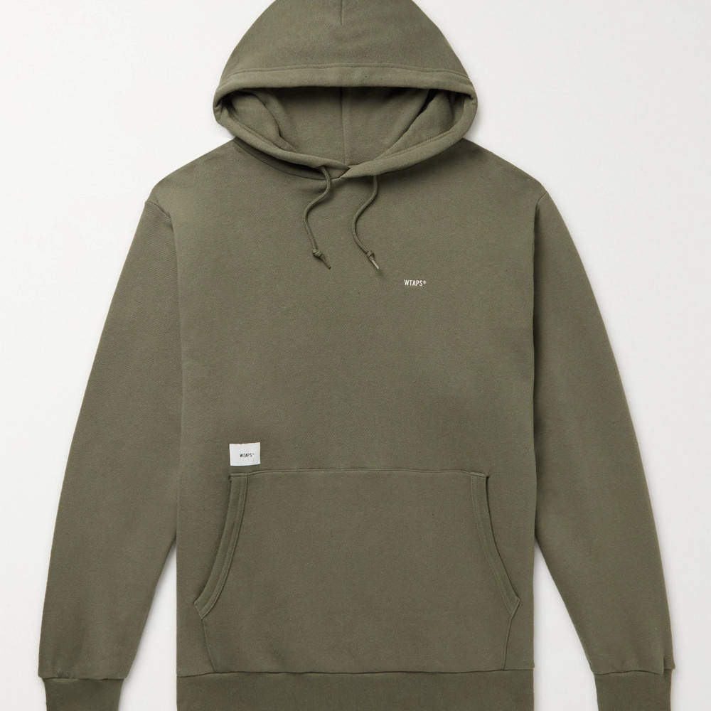 WTAPS Logo-Detailed Fleece Hoodie - Army Green | The Sole Supplier