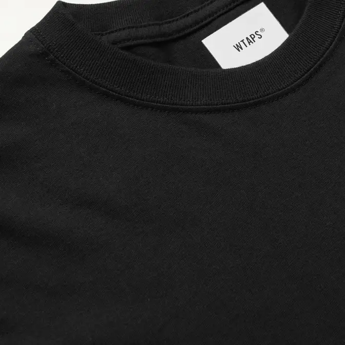WTAPS Logo-Print Cotton-Jersey T-Shirt Black Detail 2