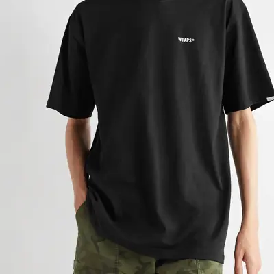 WTAPS Logo-Print Cotton-Jersey T-Shirt Black Front