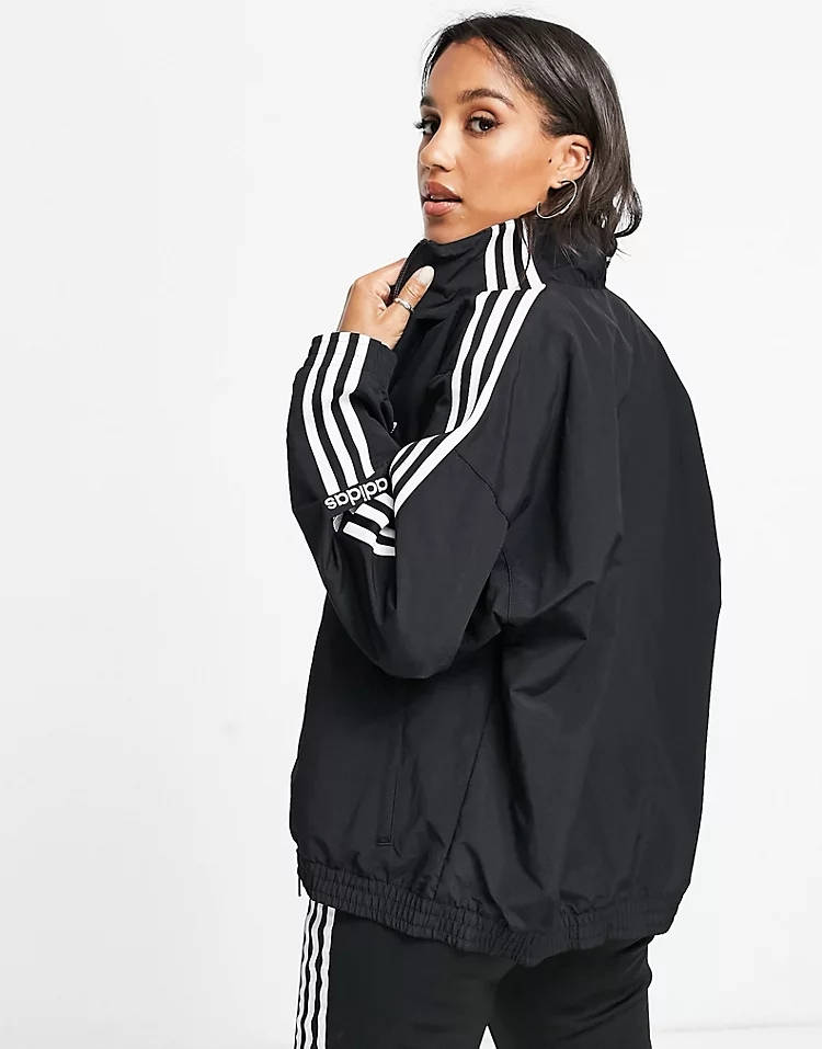 adidas 3-Stripe Logo High Neck Zip Up Track Top