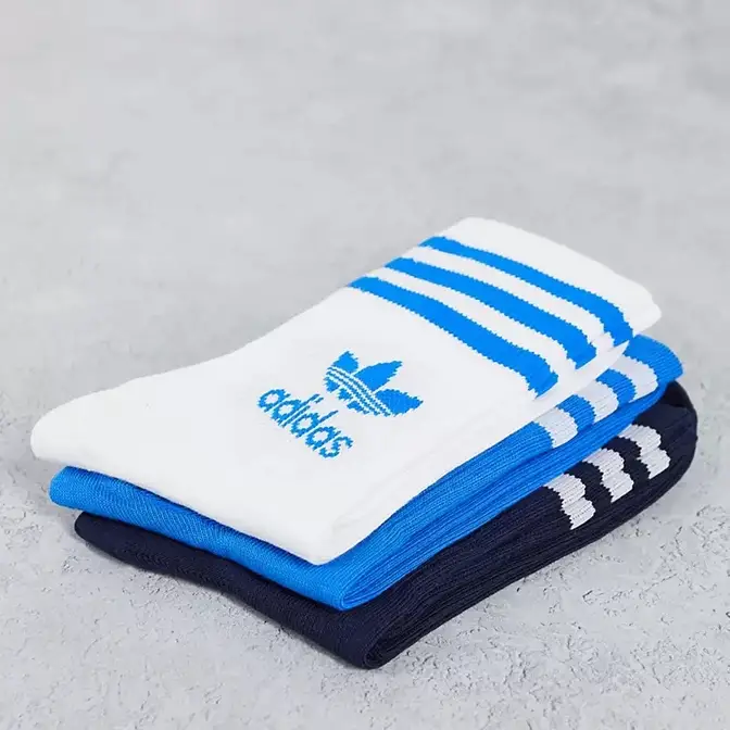 adidas Adicolor Trefoil Mid Cut Socks Blue Detail