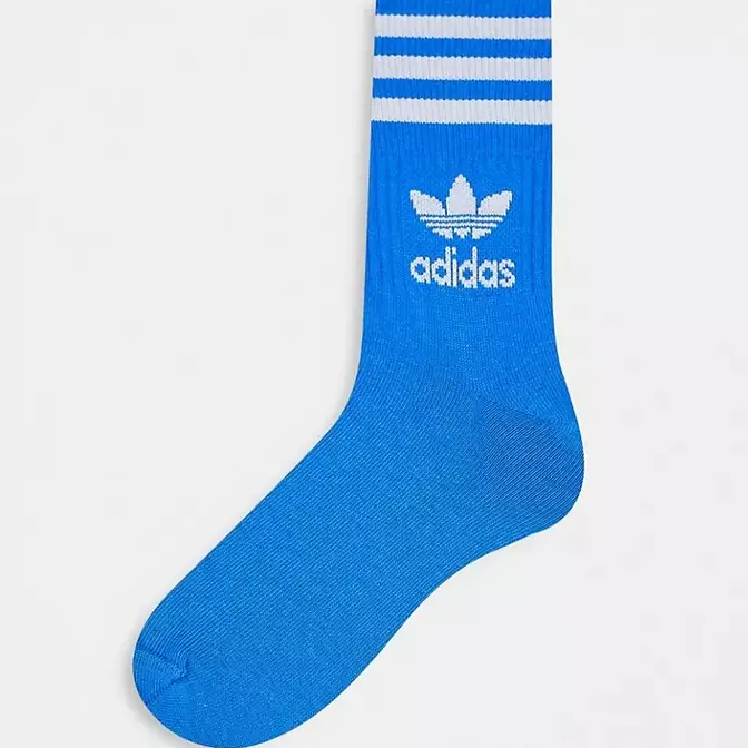adidas Adicolor Trefoil Mid Cut Socks Blue Side