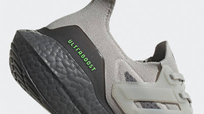 adidas Ultra Boost 21 Metal Grey Signal Green Closeup
