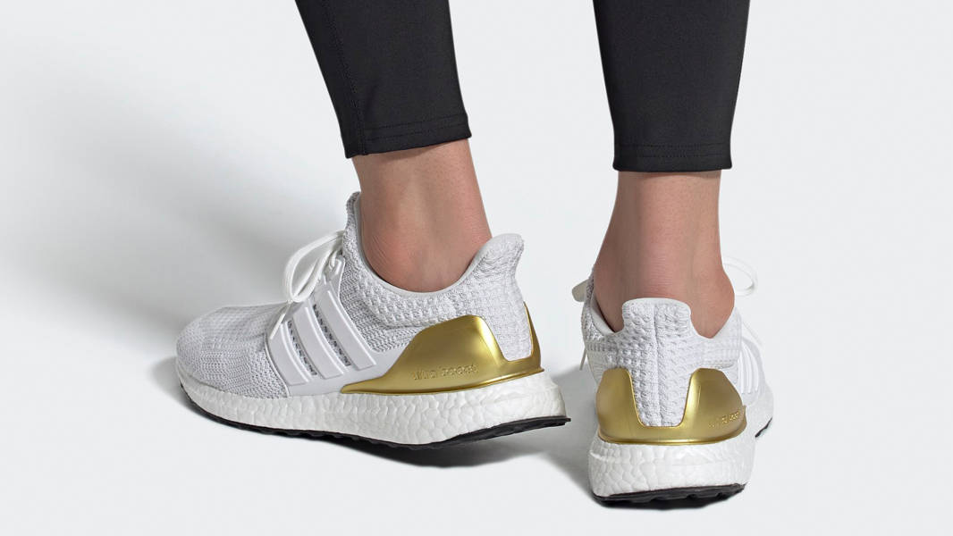 Adidas ultra boost hot sale white and gold