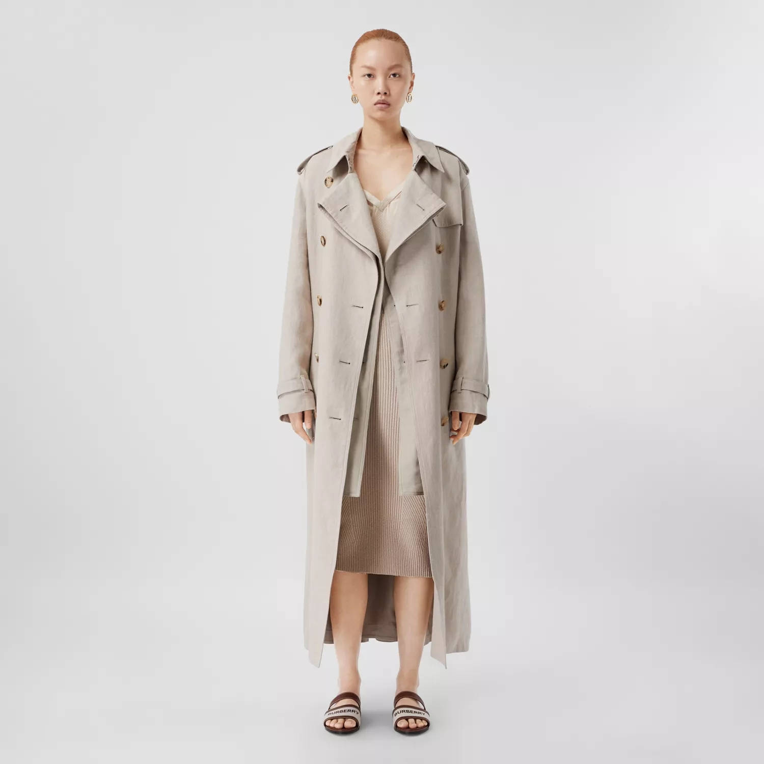 Burberry Linen Loop-back Trench Coat