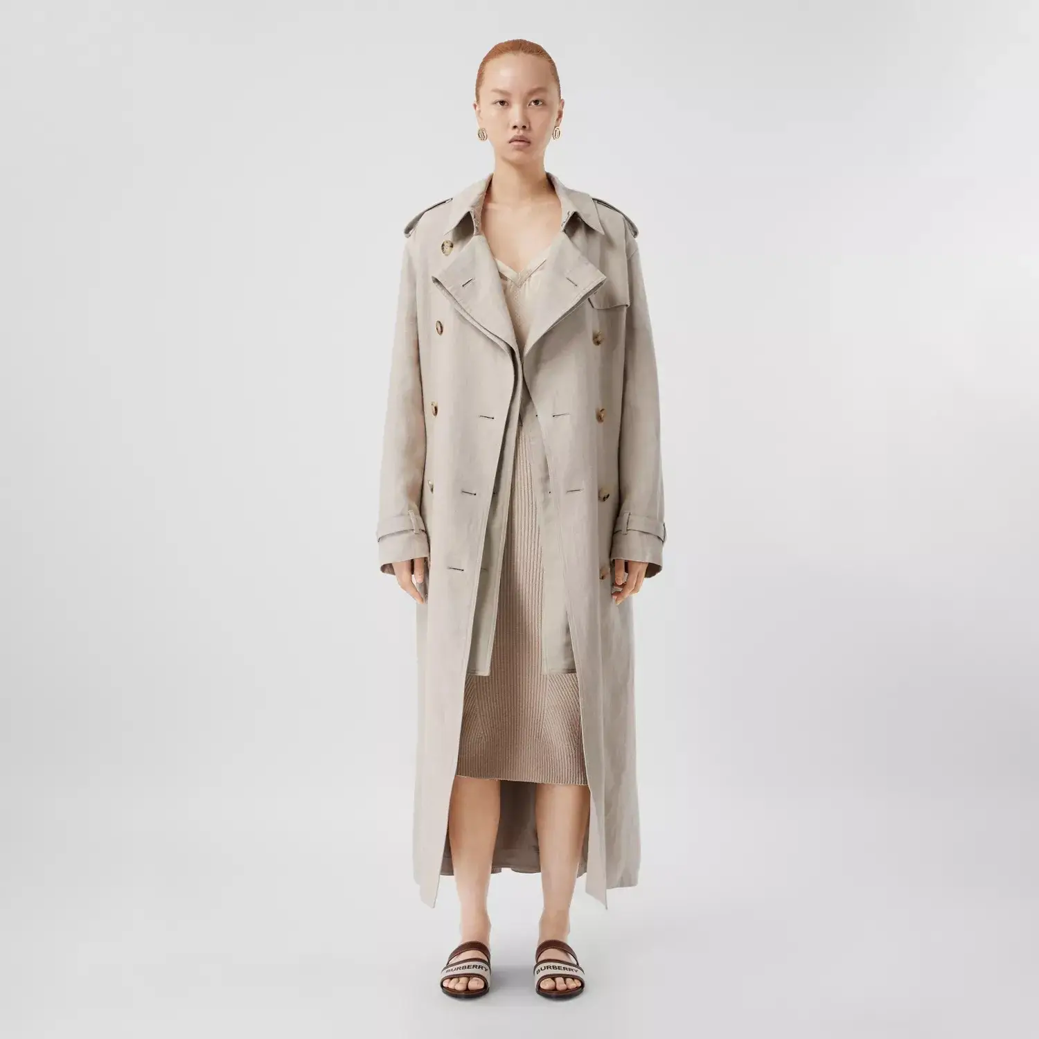 BURBERRY｜COATS (Check Panel Gabardine Loop-back Trench Burberry check-panel Gabardine Trench Coat | Black | FARFETCH