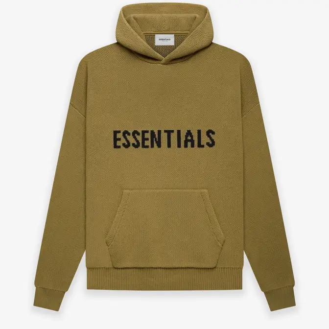 essentials khaki knit hoodie