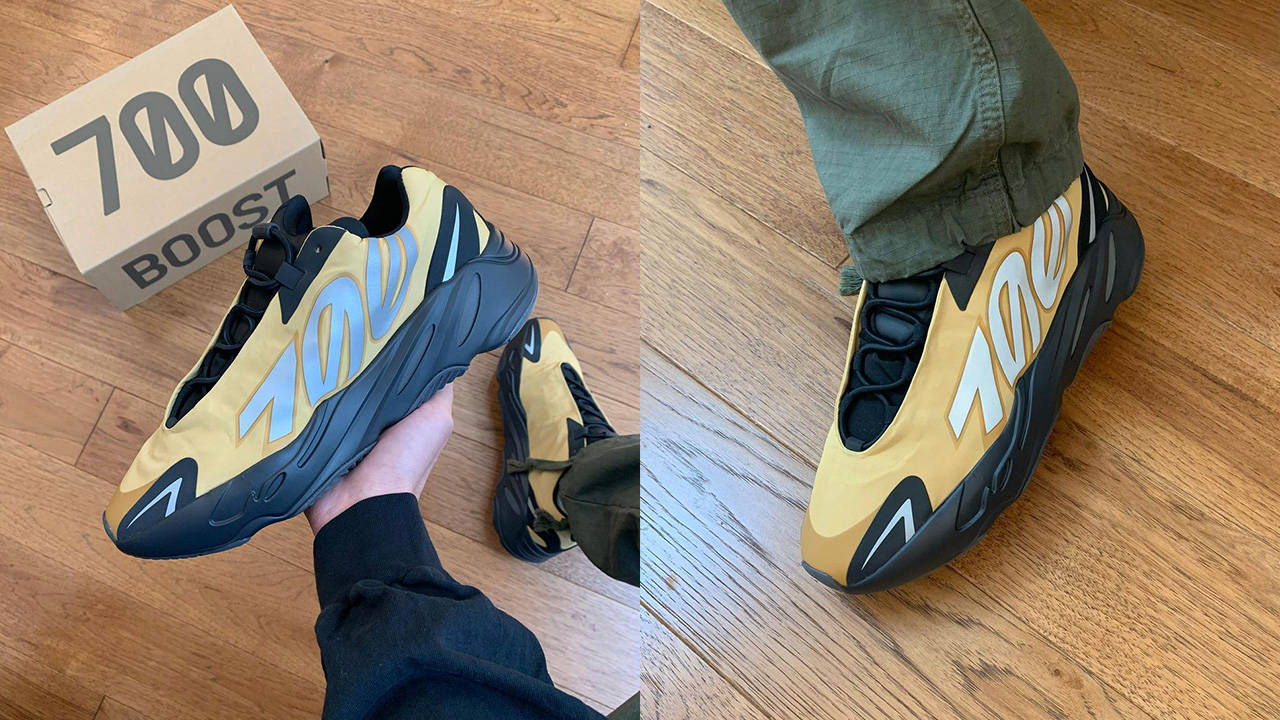 yeezy boost 700 mnvn honey flux on feet