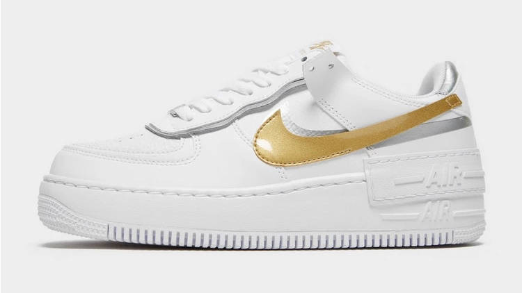 Nike Air Force 1 Shadow White Gold Silver