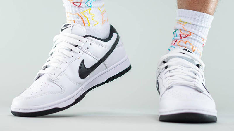 Nike Dunk Low White Black On Foot Front