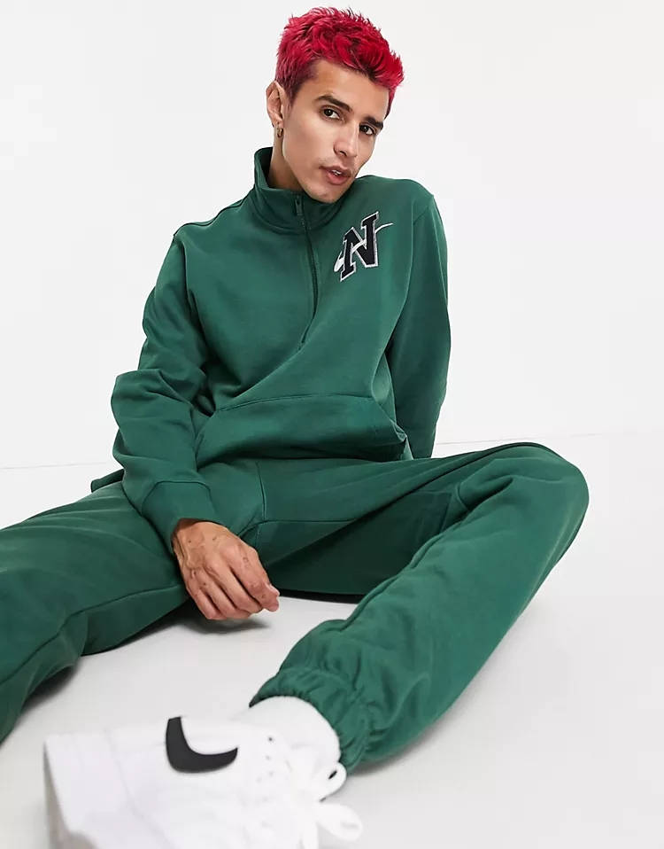 Nike Retro Logo Heavyweight Half Zip Sweatshirt Green Full
