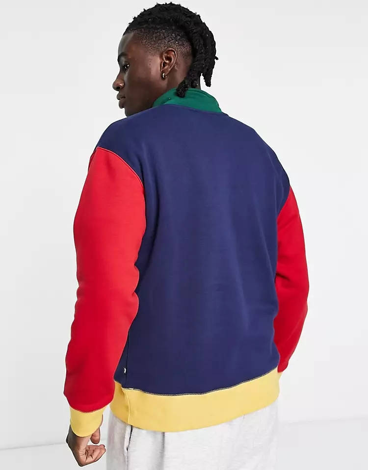 Nike SB Court Logo Colour Block 1-4 Zip Sweatshirt Navy Full Back