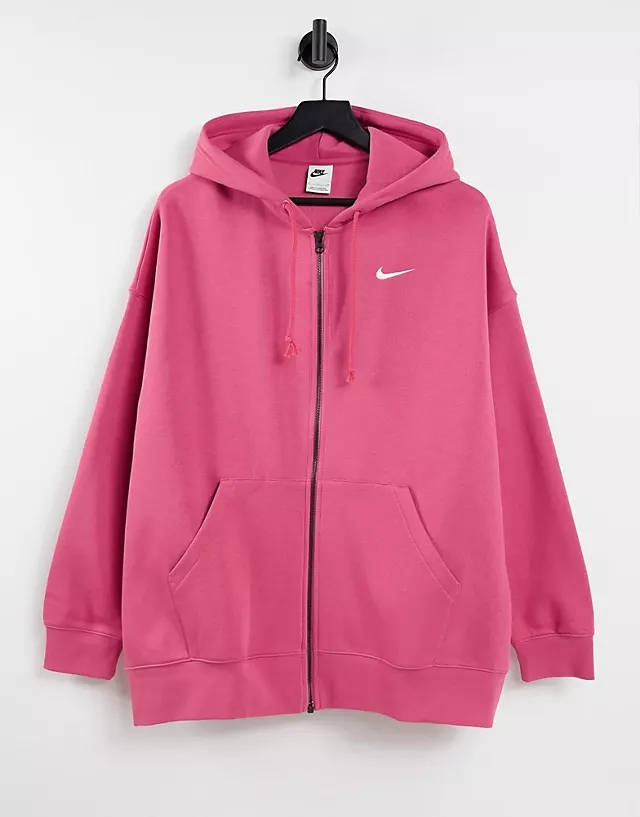 Nike Pink Fleece Sportswear Essentials Full-Zip Hoodie Nike