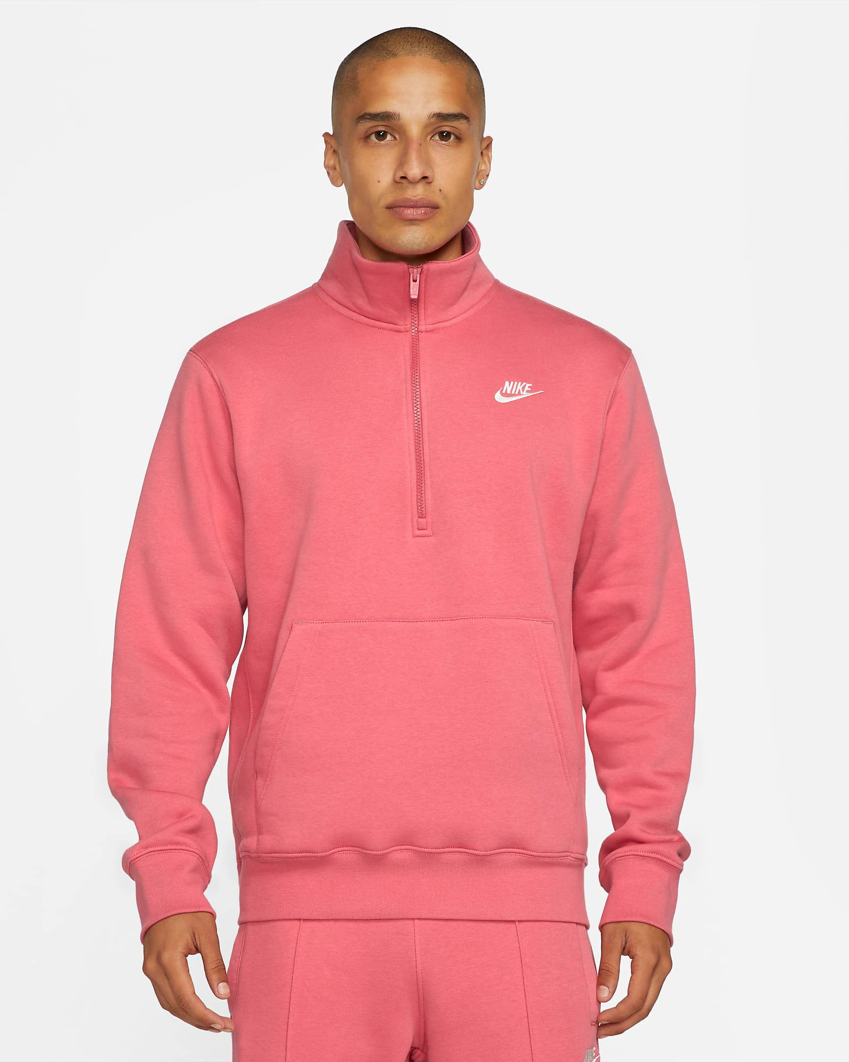 pink nike half zip top