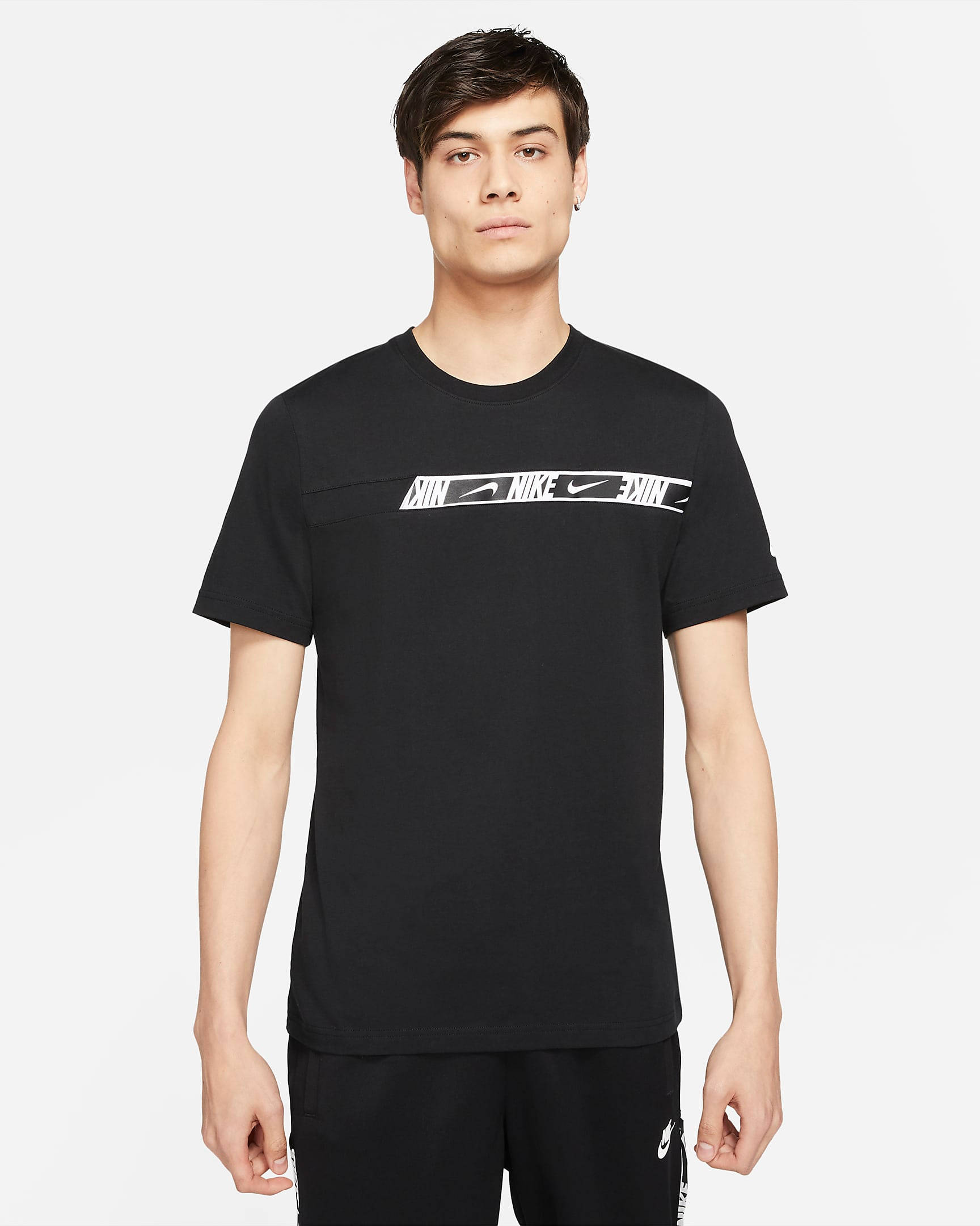 Nike Sportswear Logo Strip T-shirt - Black | The Sole Supplier