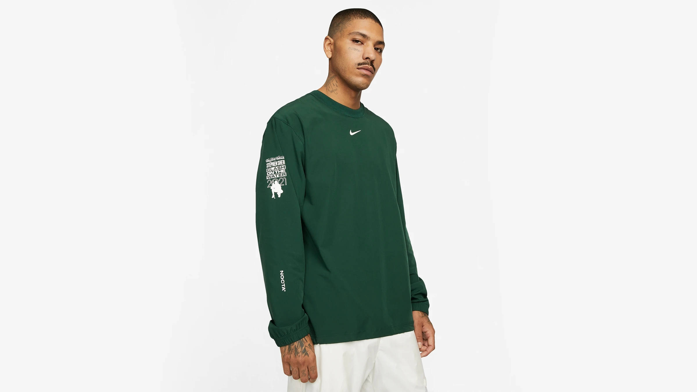 Nocta x Nike Long Sleeve Woven Crew Sweatshirt - Pro Green | The 