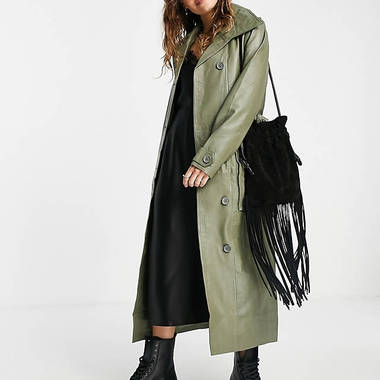 Object Leather Trench Coat