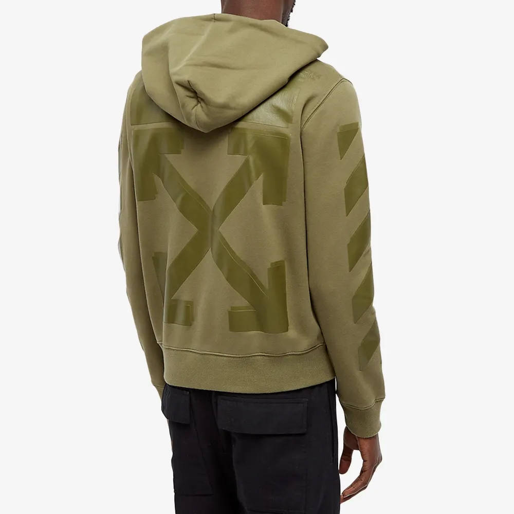 Off-White Rubber Arrow Slim Zip Hoodie Green | The Sole Supplier