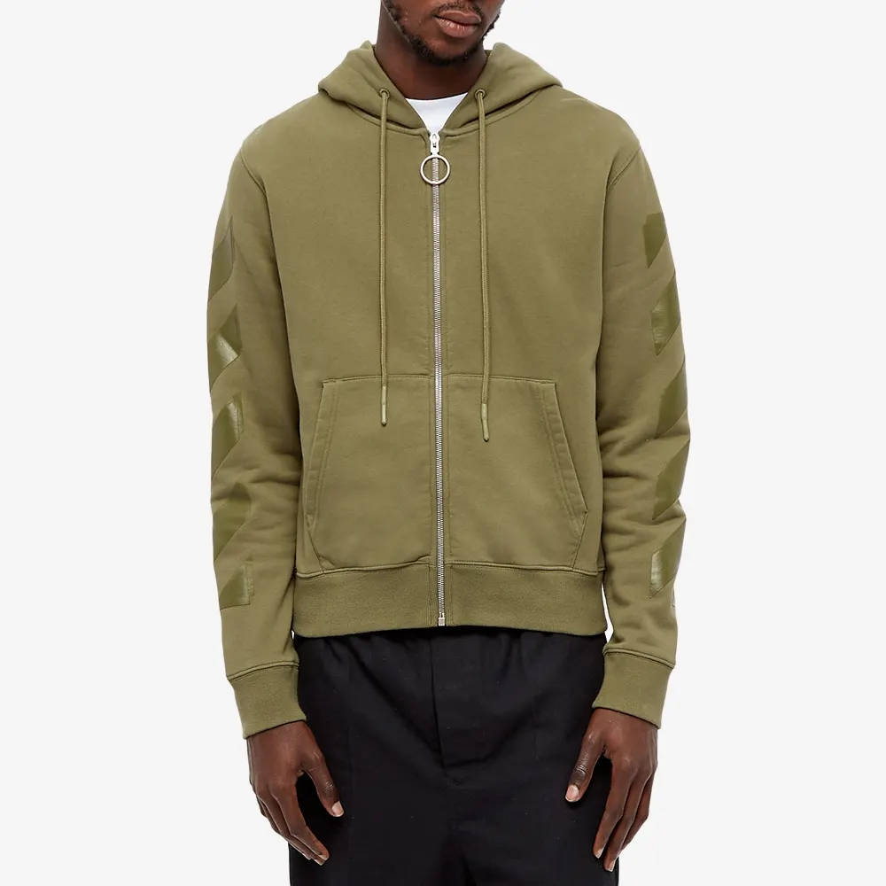 OFF-WHITE Slim Fit Rubber Arrows Hoodie Green