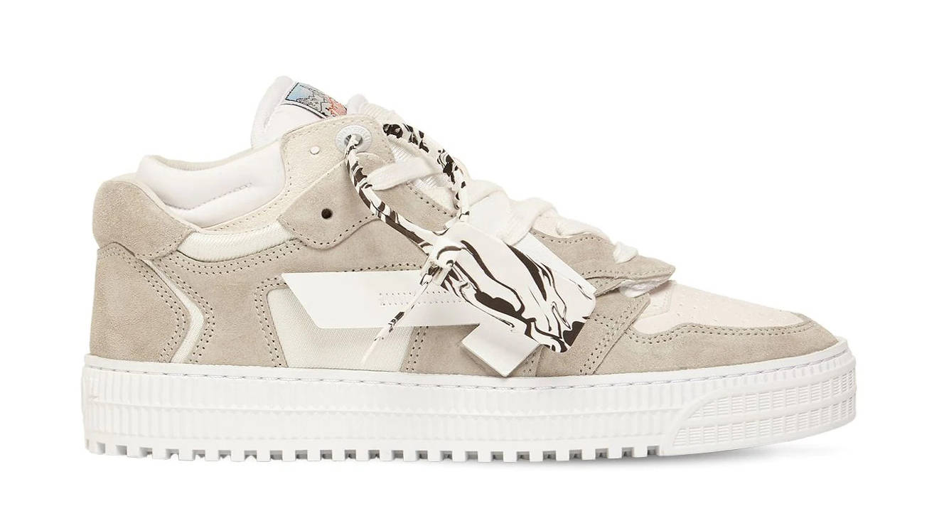 Off-White Suede & Faux Leather Beige
