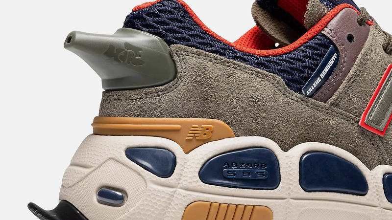 Salehe Bembury x New Balance 574 Yurt Olive Navy Red Closeup