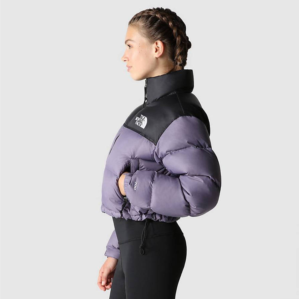 The North Face Nuptse Cropped Jacket - Lunar Slate | The Sole Supplier