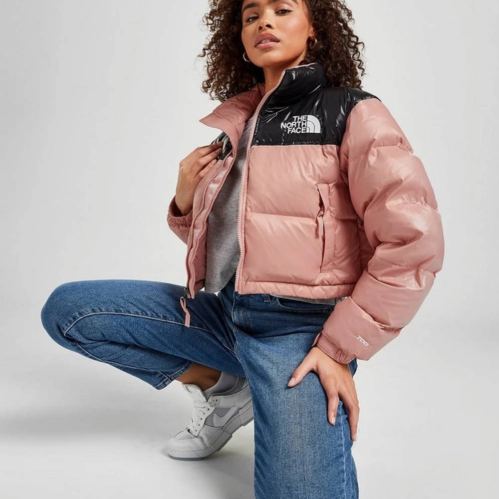 The North Face Nuptse Cropped Jacket - Pink | The Sole Supplier
