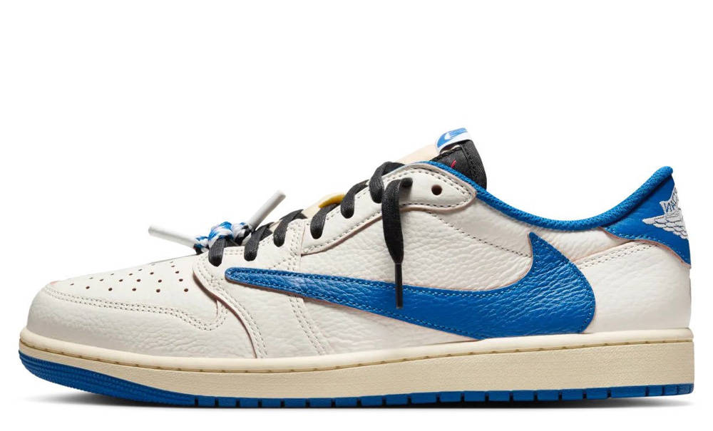 Travis Scott x fragment design x Air Jordan 1 Low OG White Blue